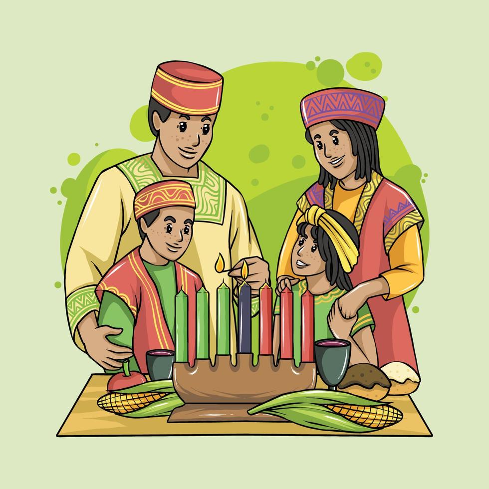 feliz concepto del día de la familia kwanzaa vector