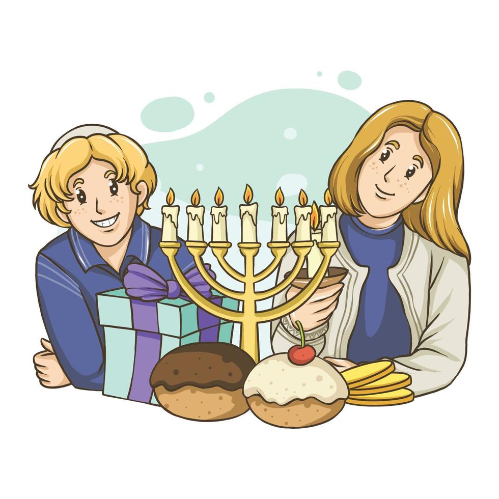 Hanukkah Feast Concept vector