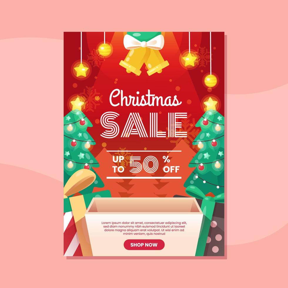 Cute Christmas Sale Poster Template vector