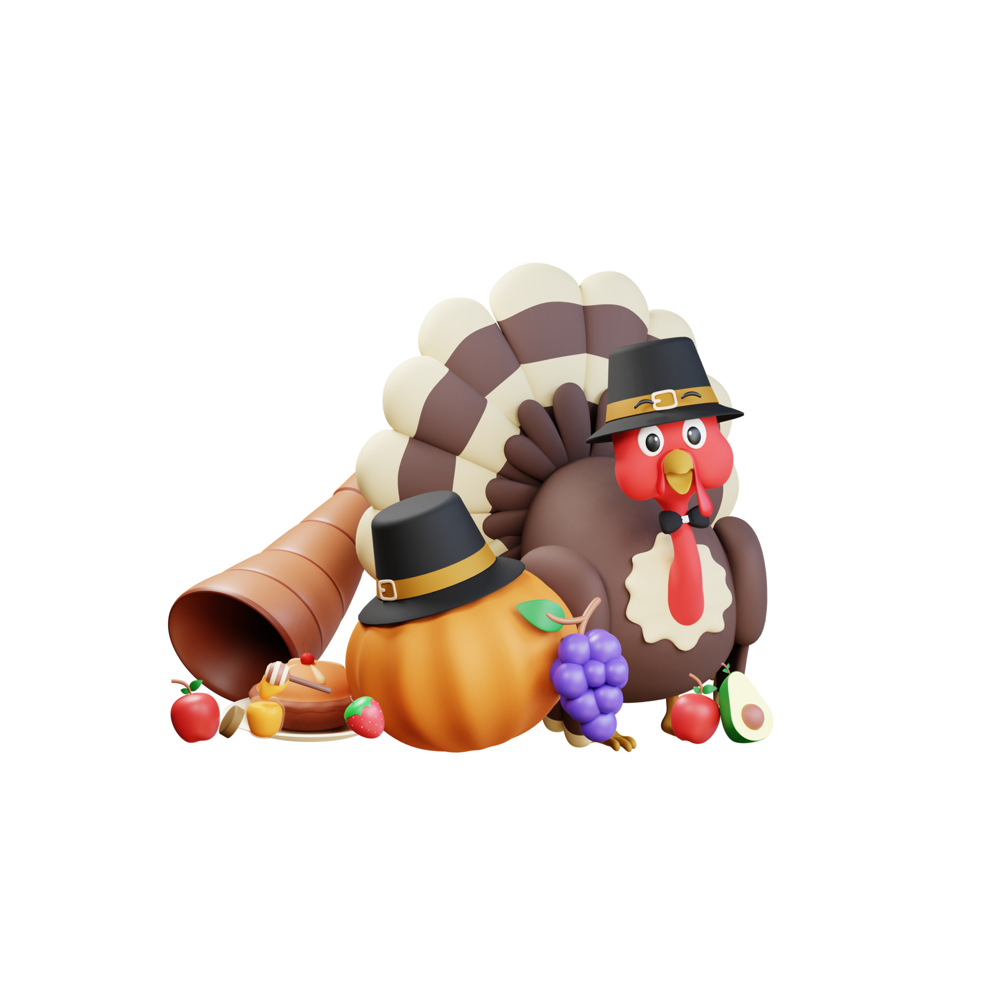 3D Thanksgiving Turkey Chicken Illustration 13442468 PNG