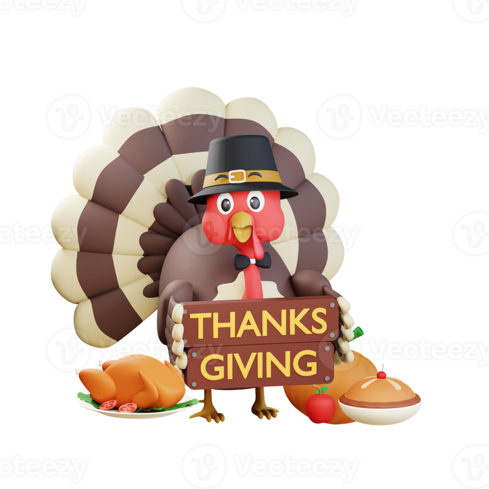 3D Thanksgiving Turkey Chicken Illustration png