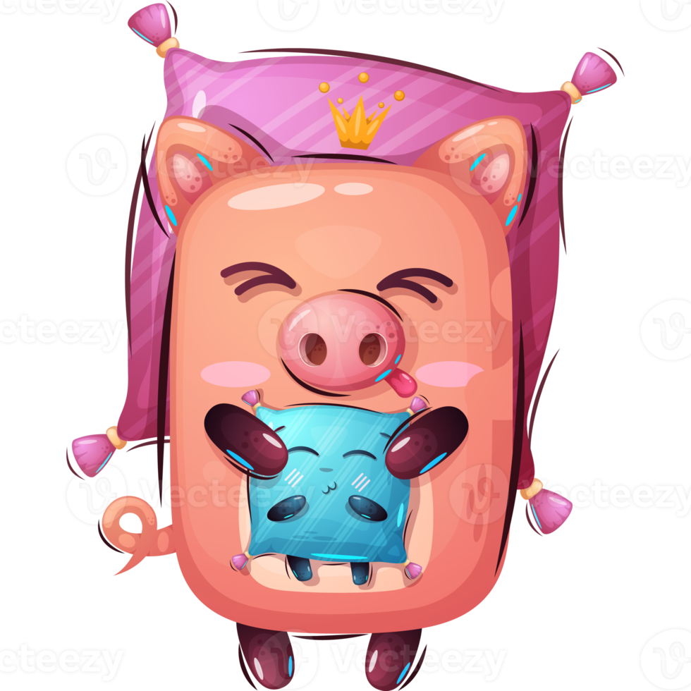 Princess Pig sleeps on a pillow png