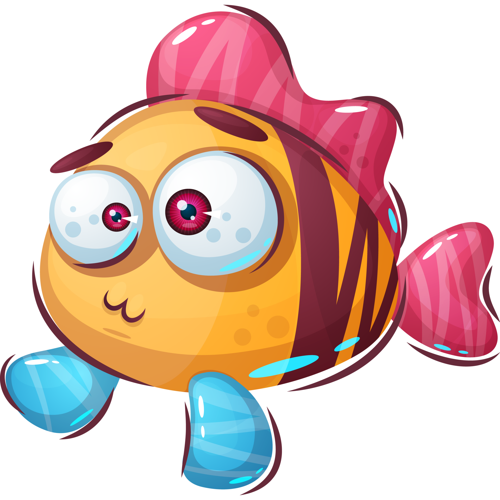Cute fish waves flippers and says hello 13442927 PNG