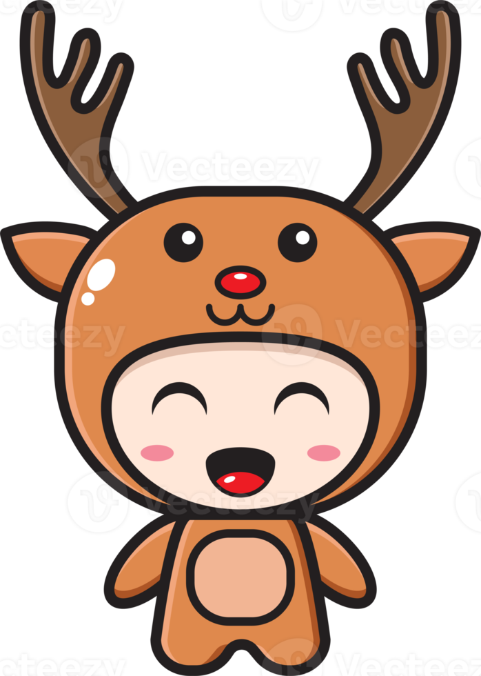 Natale cervo portafortuna ornamento cartone animato illustrazione png