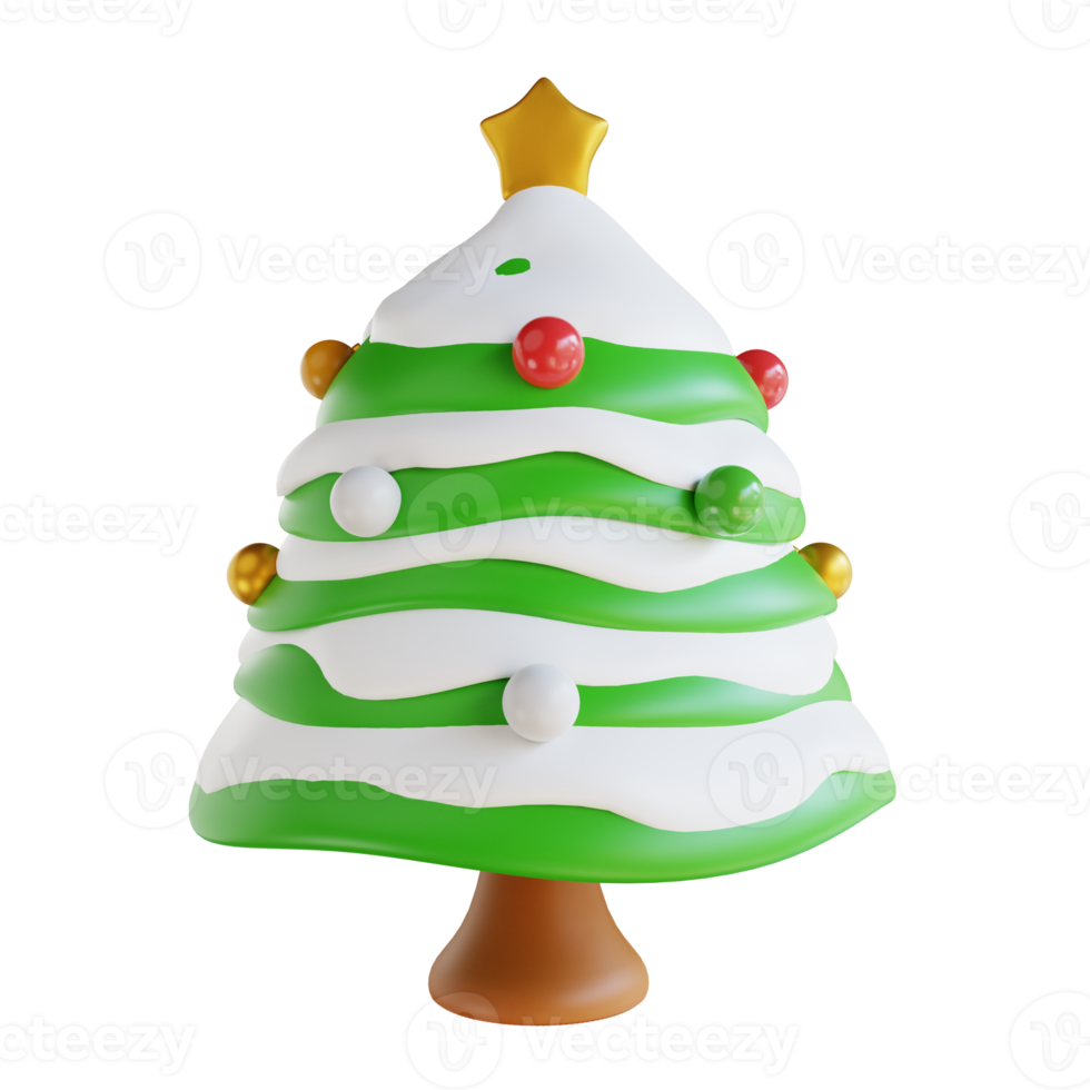 3d illustratie Kerstmis boom en licht ornament png