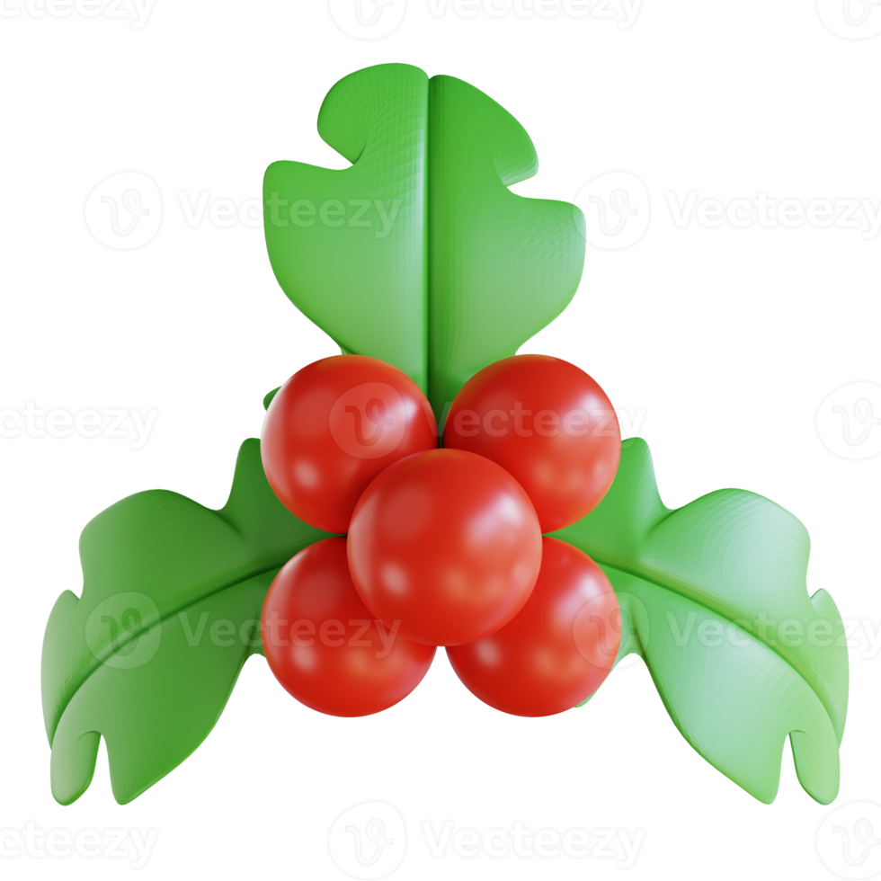 3d illustration holly Christmas ornament png