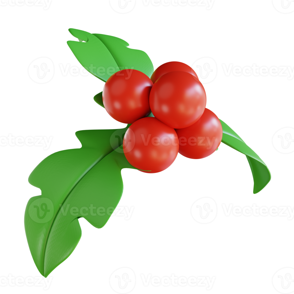 3d illustration holly Christmas ornament png