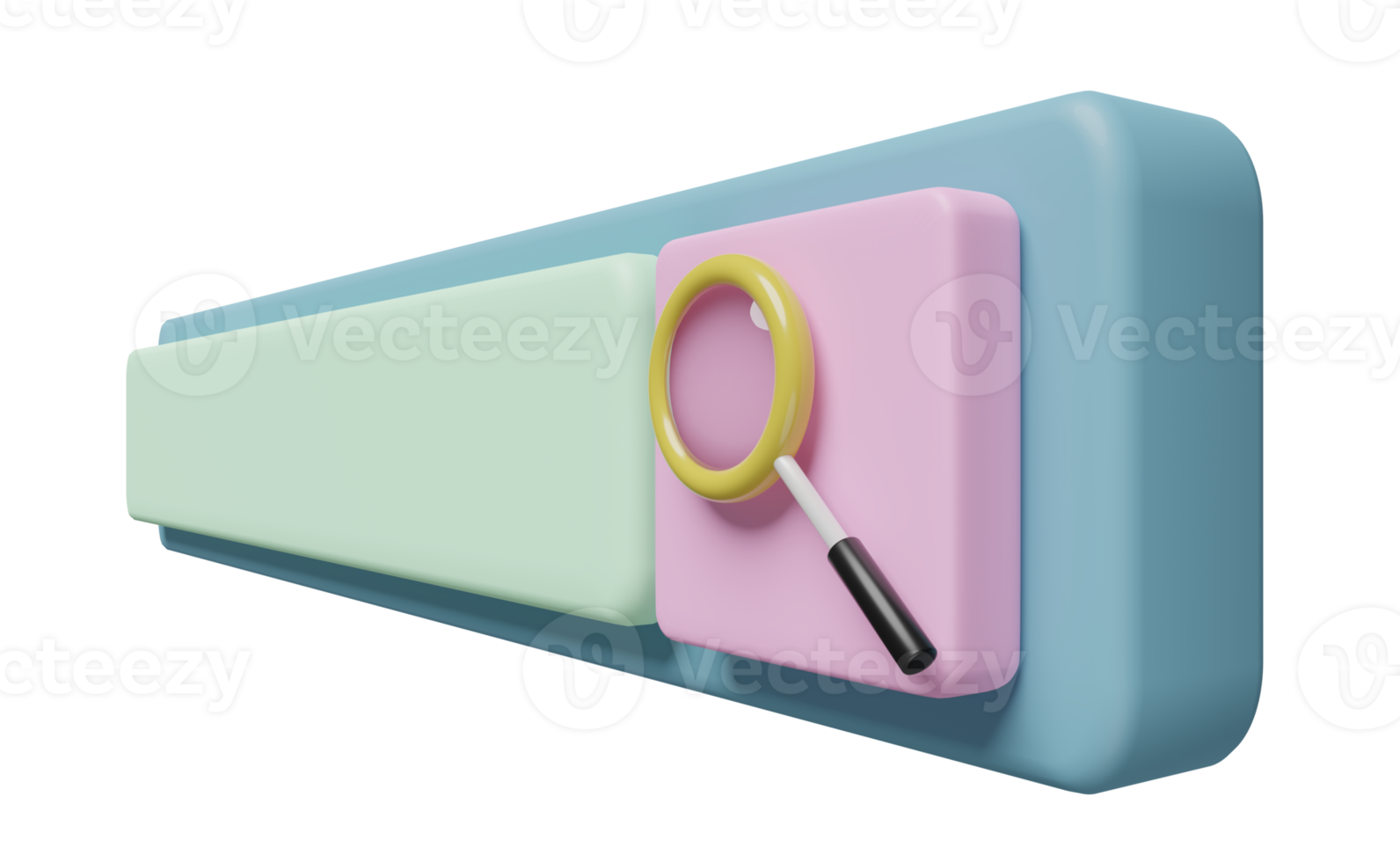 magnifying glass with blank search bar isolated. minimal web search engine or web browsing concept, 3d illustration or 3d render png