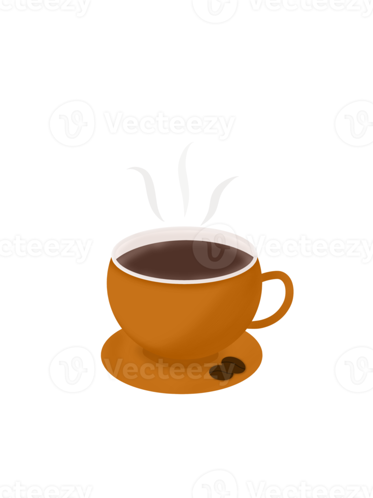 A cup of coffee illustration isolated with coffee beans. png