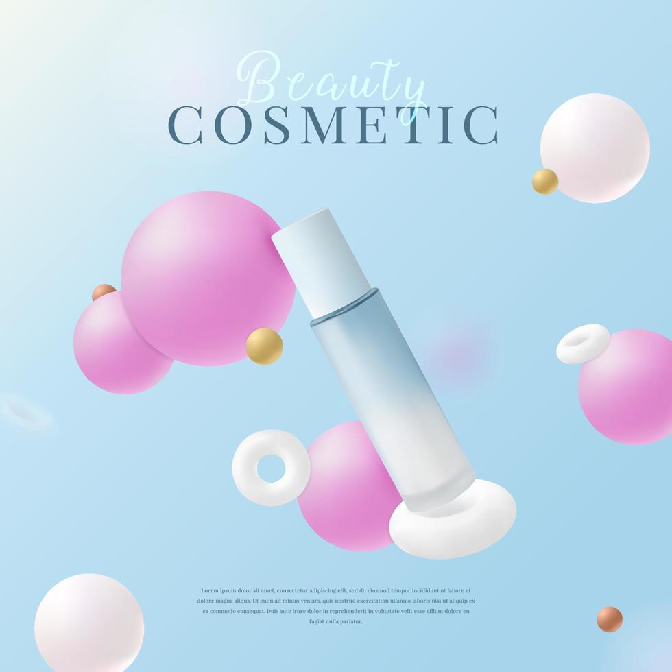 Beauty Cosmetic Product on Blue Background vector