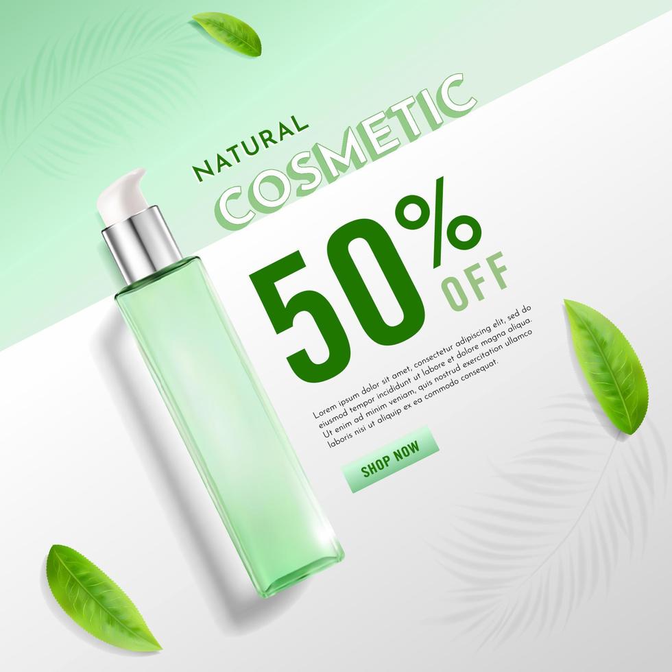promoción de productos cosméticos naturales para el cuidado de la piel. vector