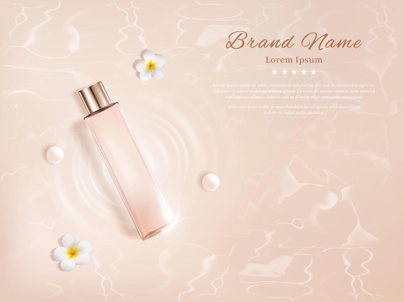 Cosmetic Bottle for Skin Care on Water Background vector