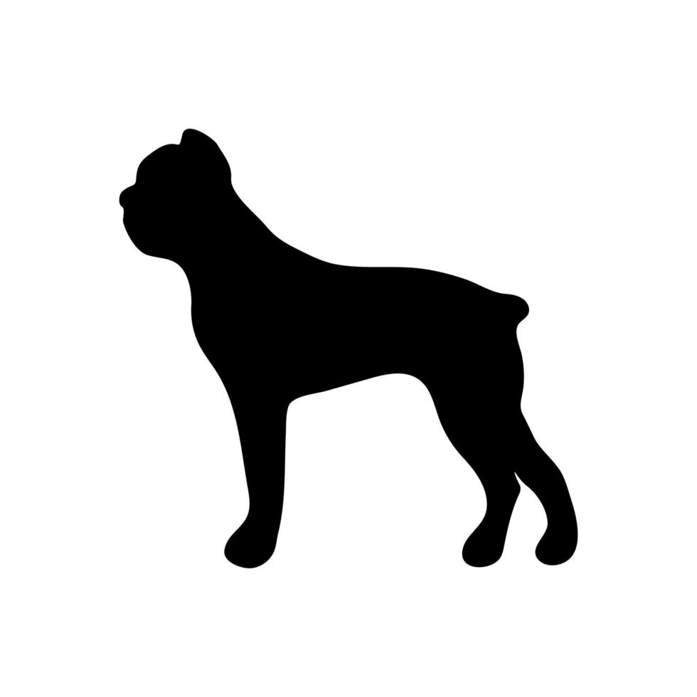 perro boxeador silueta negra de un perro sobre un fondo blanco. ilustración vectorial vector