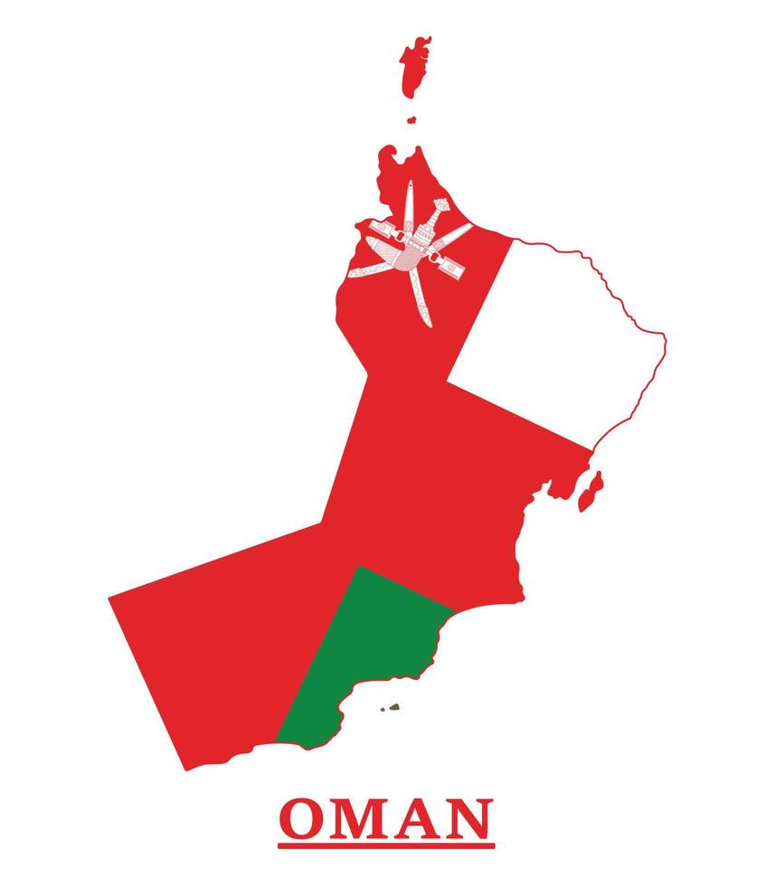Oman National Flag Map Design, Illustration Of Oman Country Flag Inside The Map vector