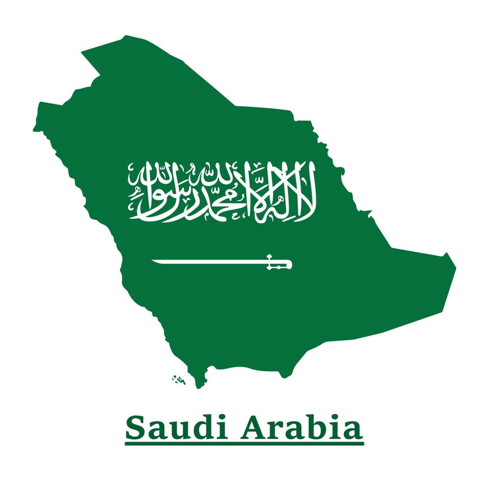 Saudi Arabia National Flag Map Design, Illustration Of Saudi Arabia Country Flag Inside The Map vector