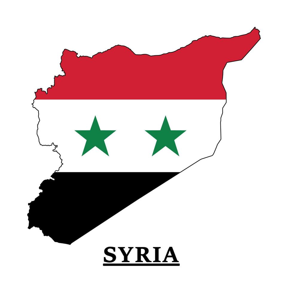 Syria National Flag Map Design, Illustration Of Syria Country Flag Inside The Map vector