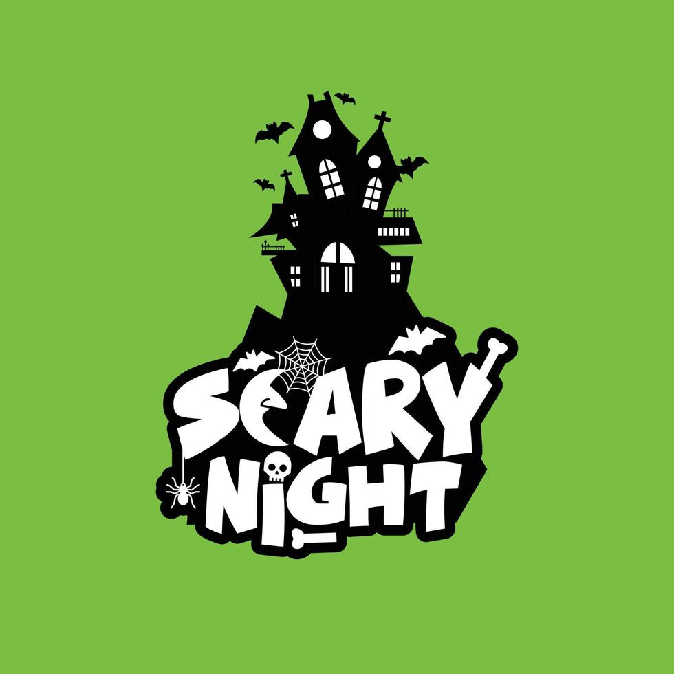 diseño de noche de miedo con vector de tipografía