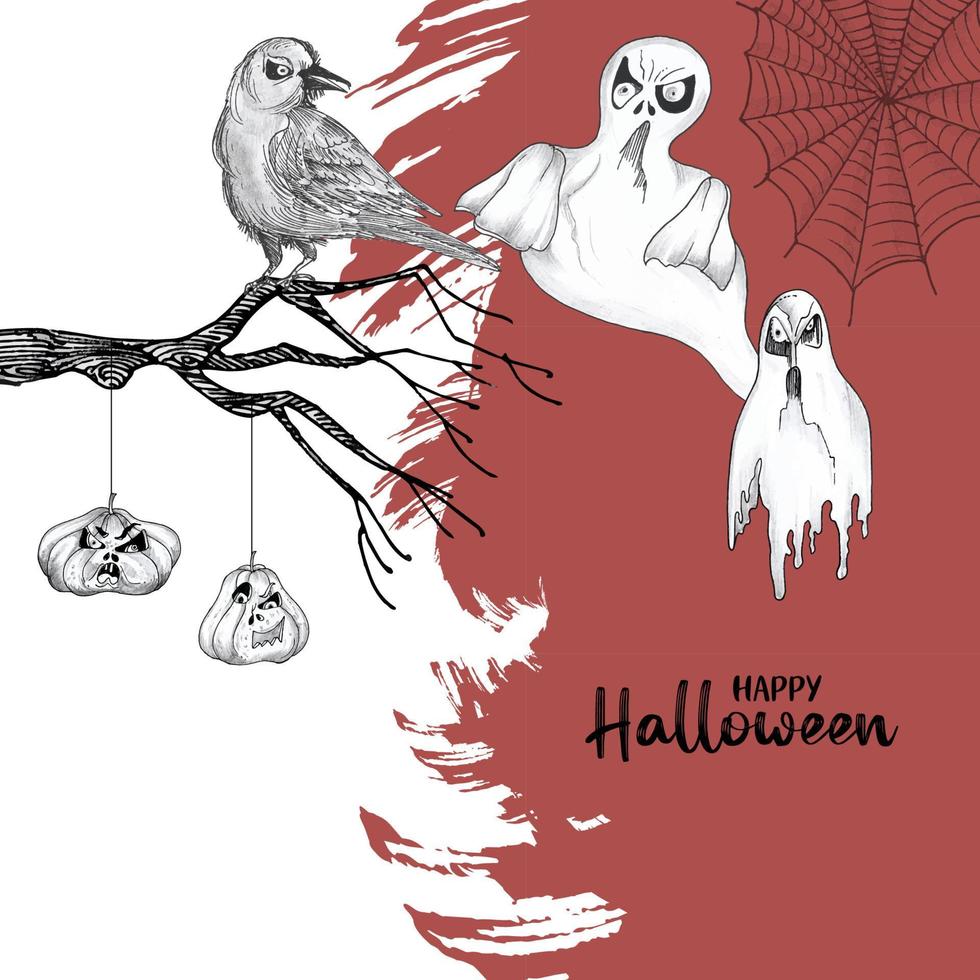 Happy Halloween party festival creepy ghost background design vector