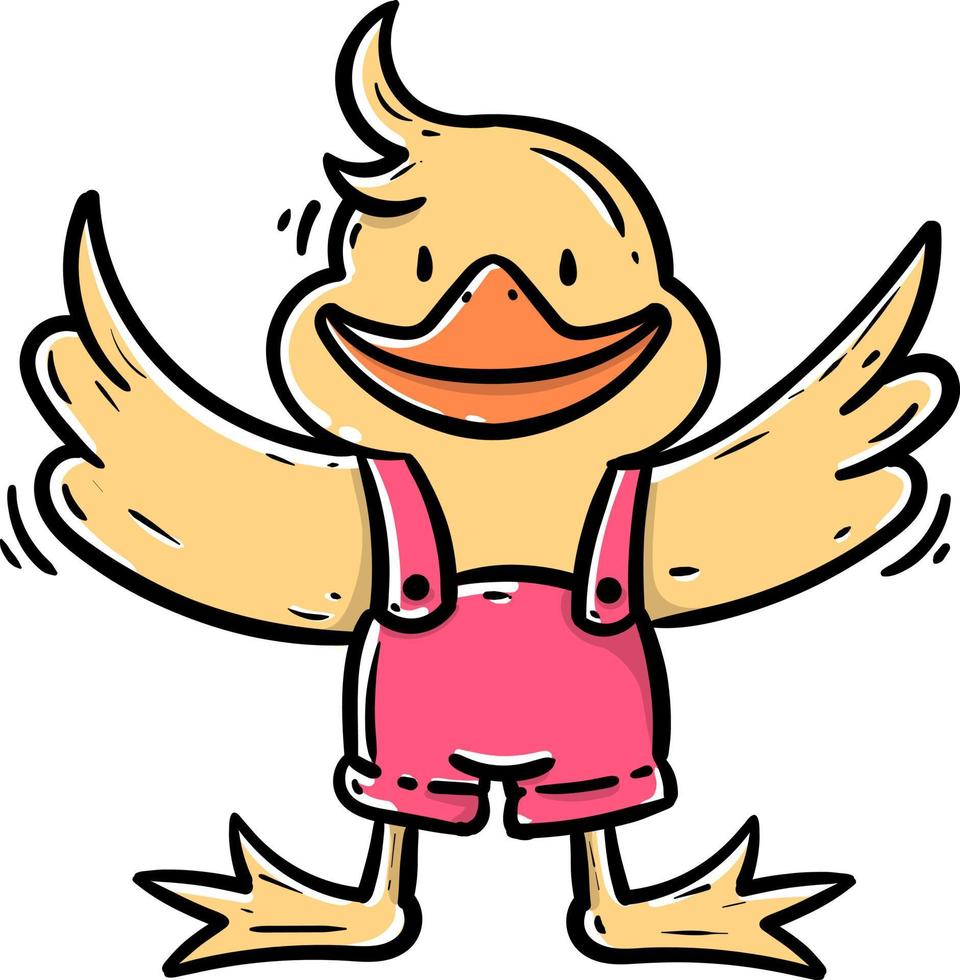 cute duck with smile face cartoon vector illustration