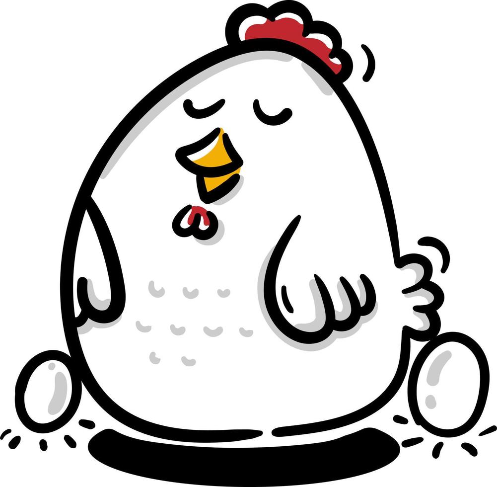 chicken sleep, funny cartoon chicken vector illustration