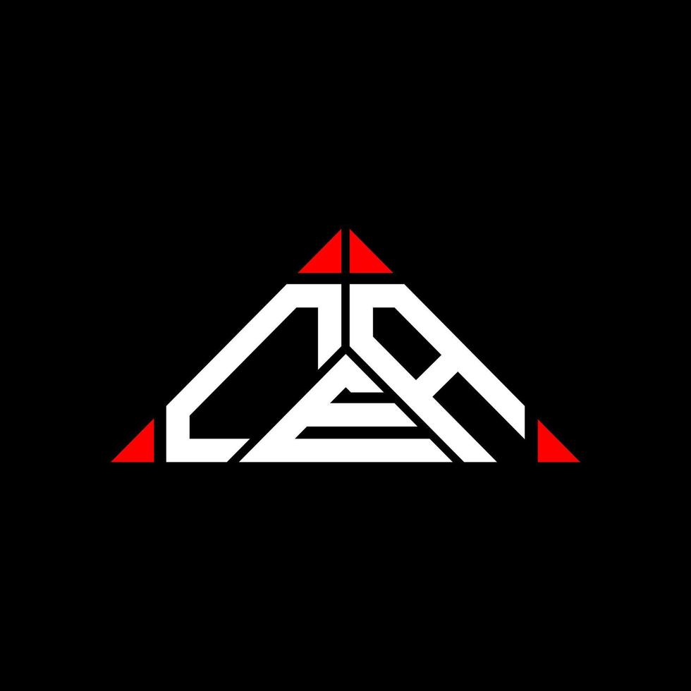 diseño creativo del logotipo de la letra cea con gráfico vectorial, logotipo simple y moderno de cea en forma de triángulo. vector