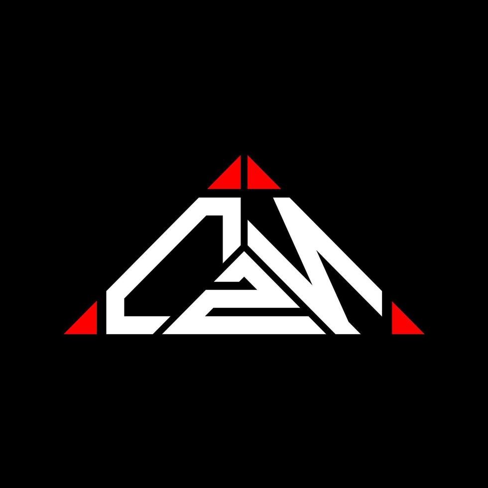 Diseño creativo del logotipo de la letra czn con gráfico vectorial, logotipo simple y moderno de czn en forma de triángulo. vector