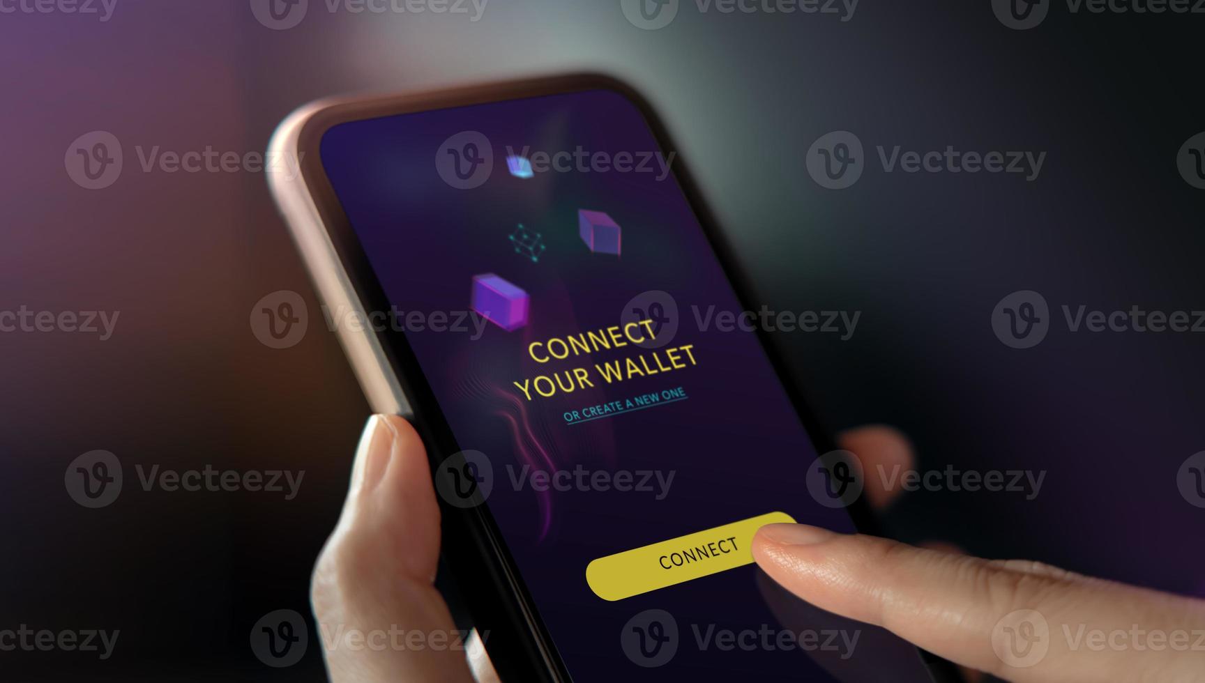 Web3 Technology Concept. Hand Using Mobile Phone to Connect Digital Wallet. Smart, E-wallet, Financial and Economy on Borderless. Closeup shot photo