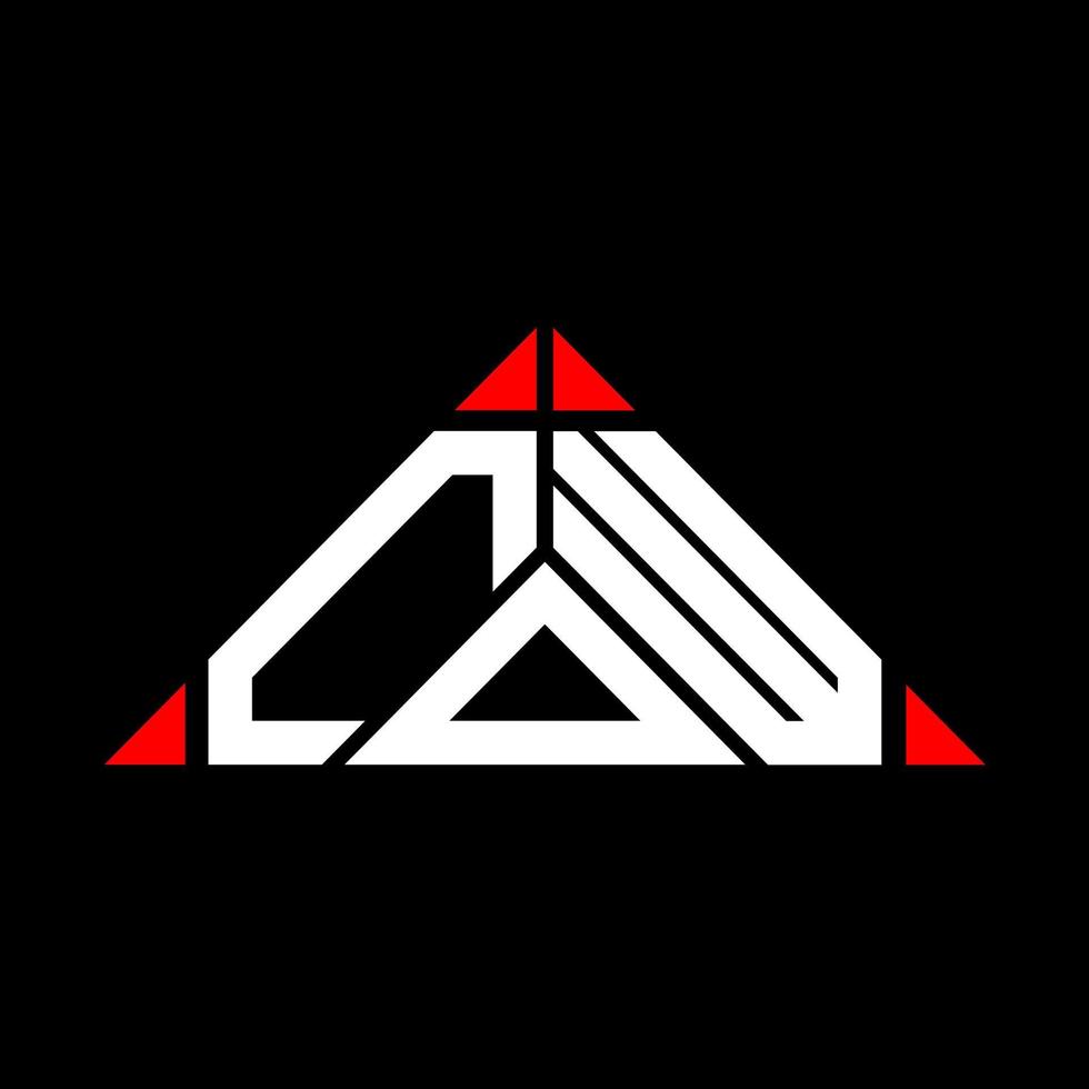 COW letter logo creative design with vector graphic, COW simple and modern logo in triangle shape.
