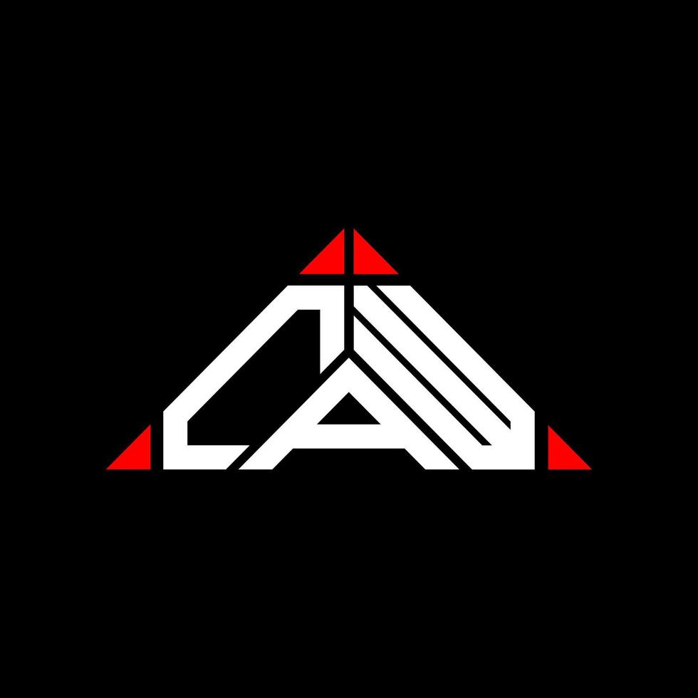 CAW letter logo creative design with vector graphic, CAW simple and modern logo in triangle shape.