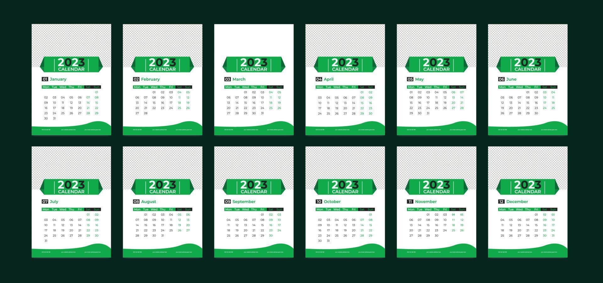 diseño de plantilla de calendario de pared 2023 vector