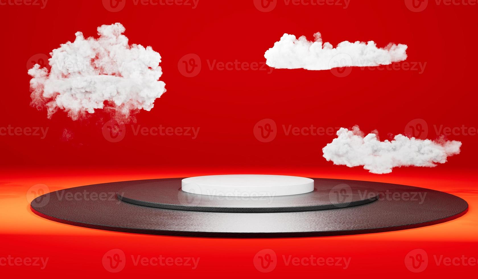 Mock up 3d podium with realistic cloud  design photo