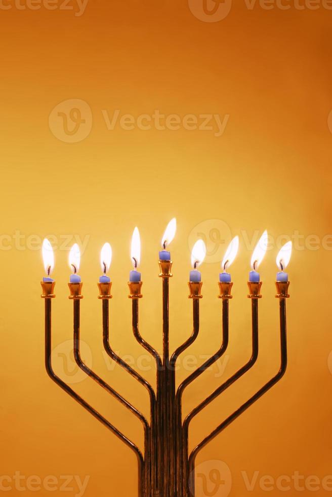 Brightly Lit Hanukkah Candles photo