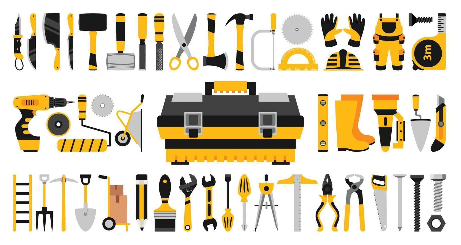 Set Of Various Construction Tools vector