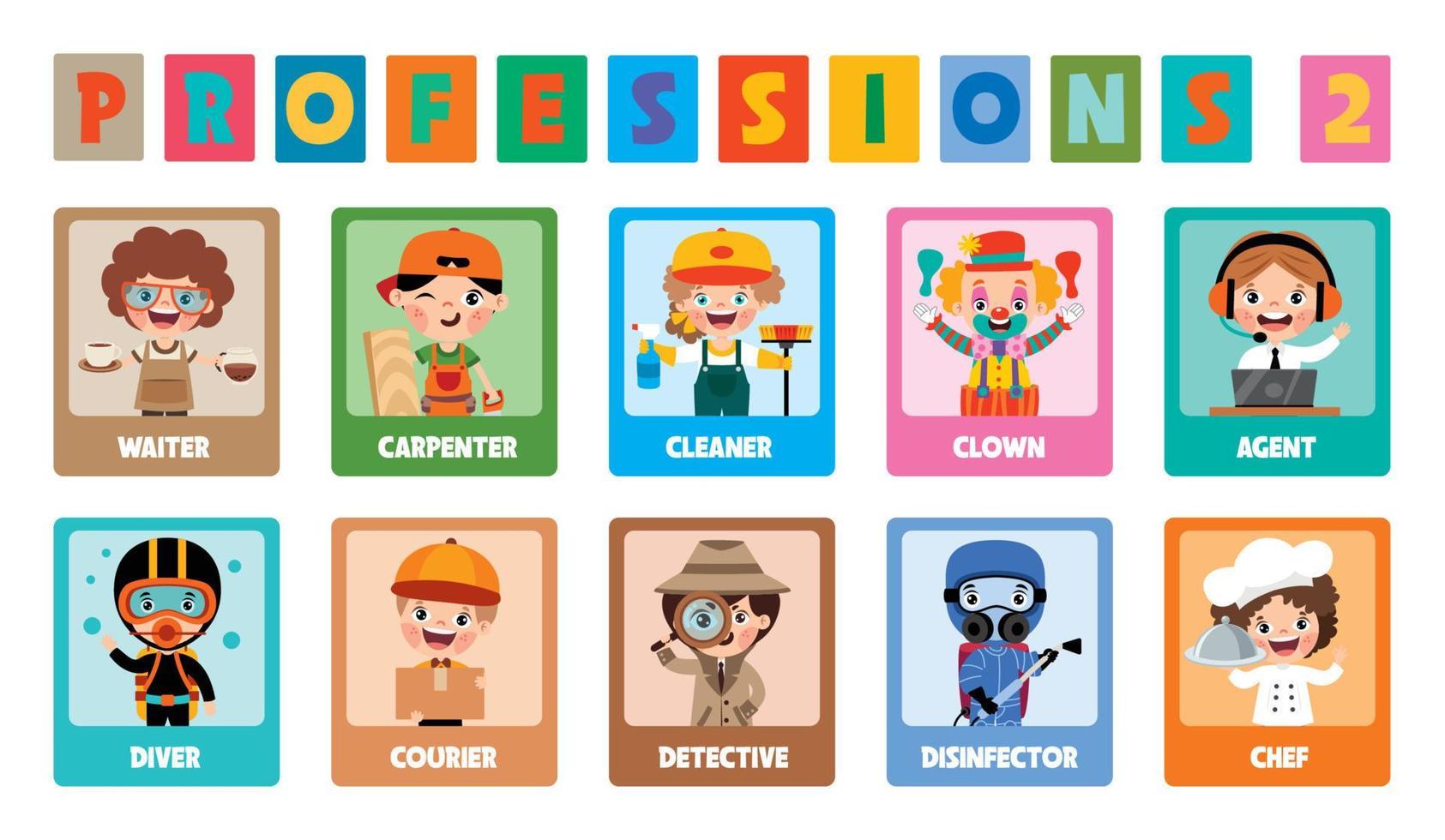 Set Of Various Cartoon Professions vector