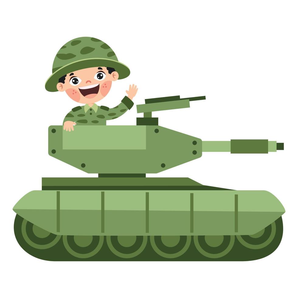 Cartoon Soldier In Military Costume vector