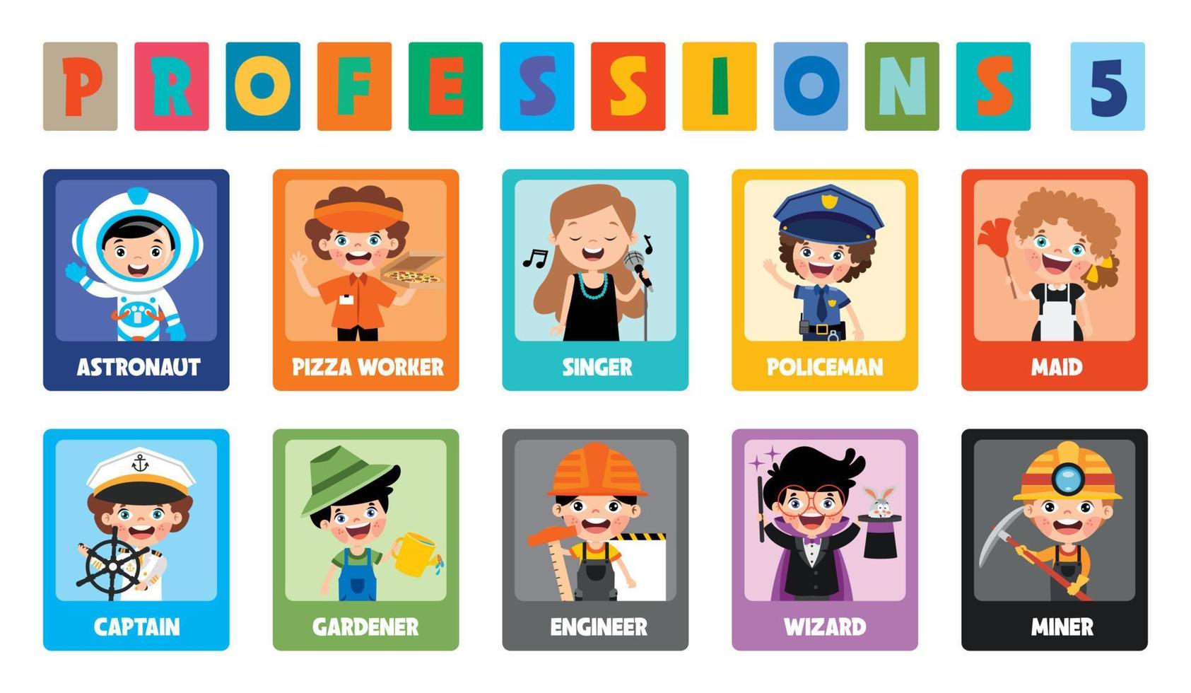 Set Of Various Cartoon Professions vector