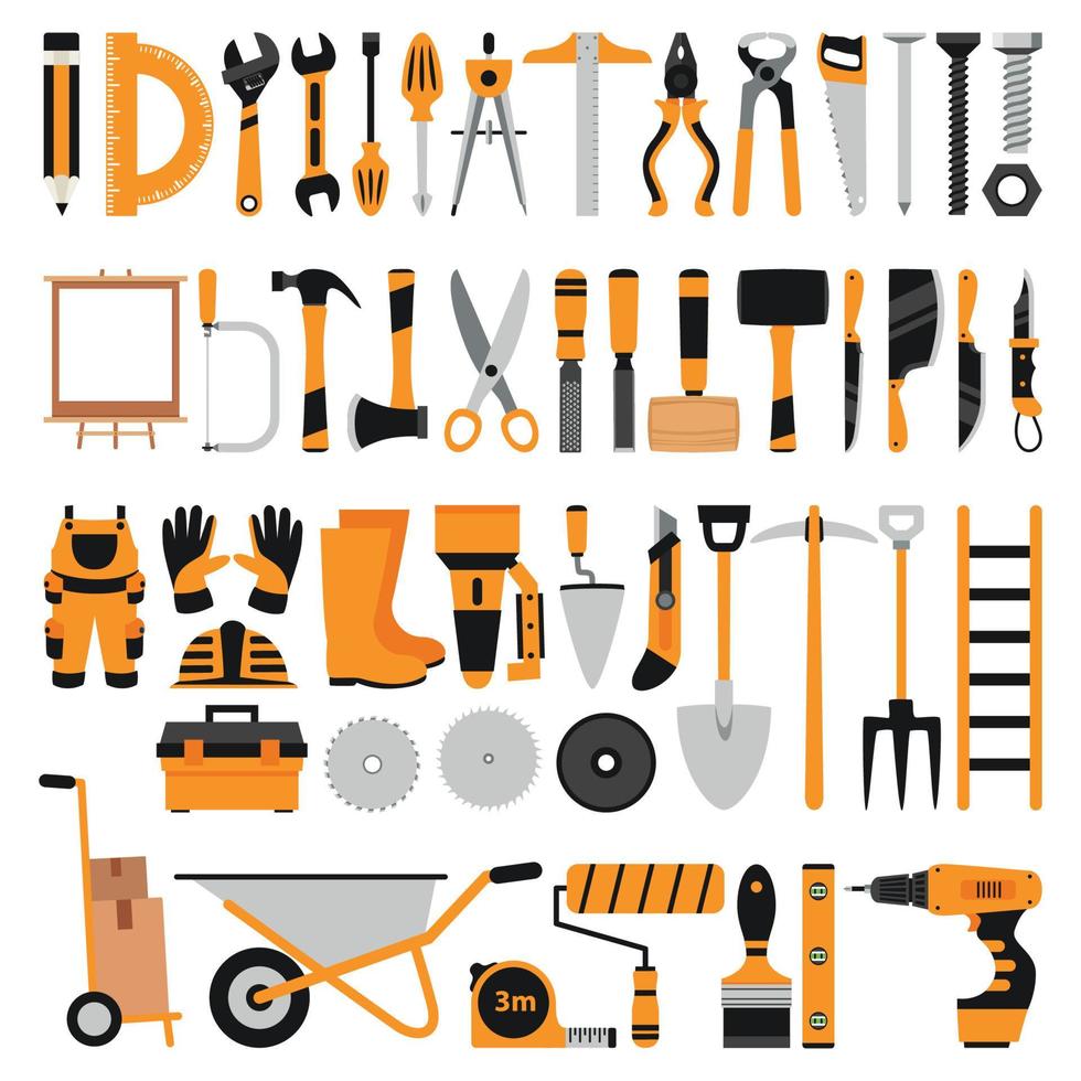 Set Of Various Construction Tools vector