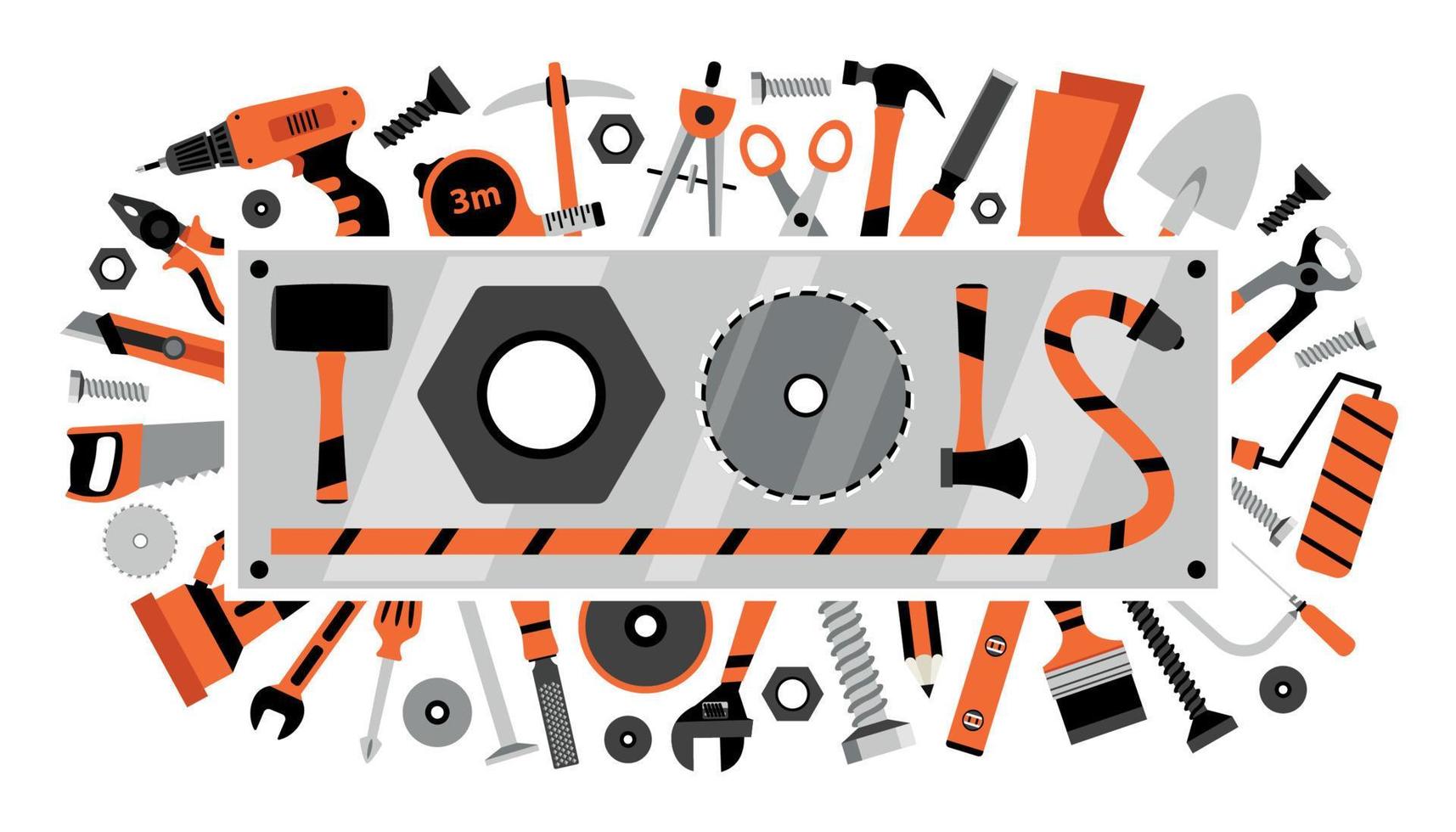 Set Of Various Construction Tools vector