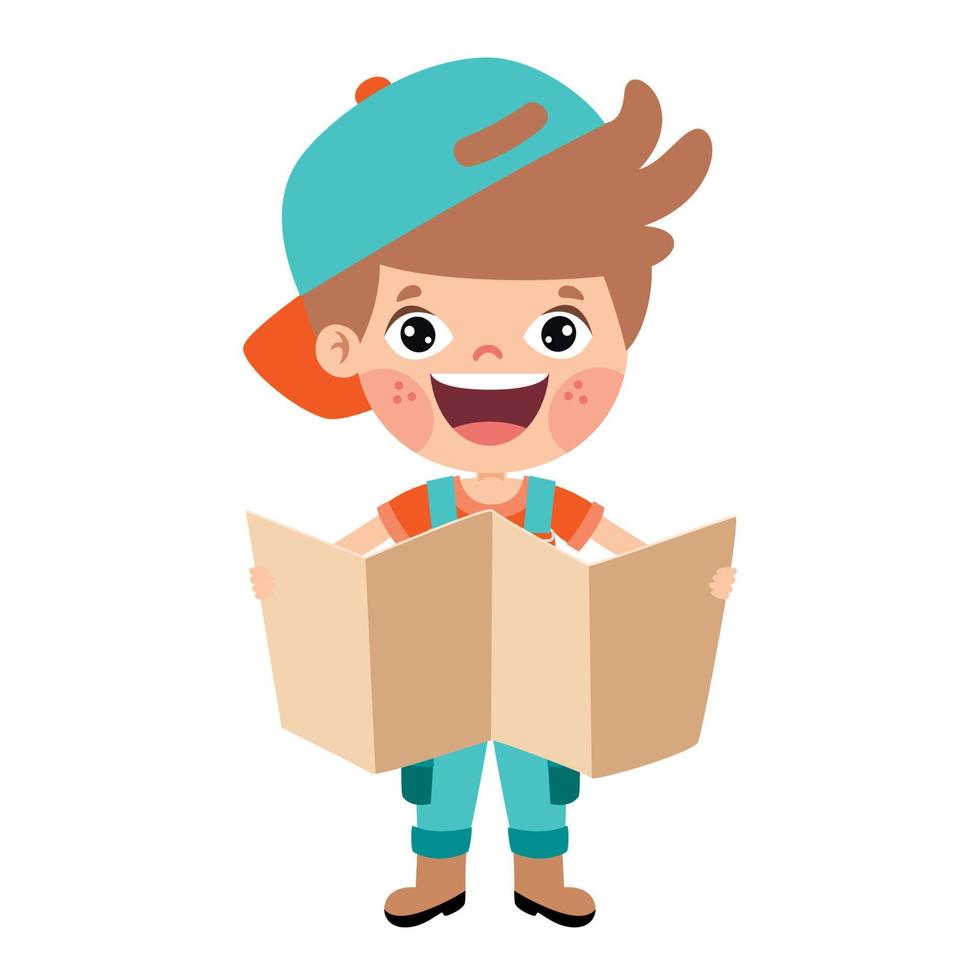 Cartoon Kid With Construction Tools vector