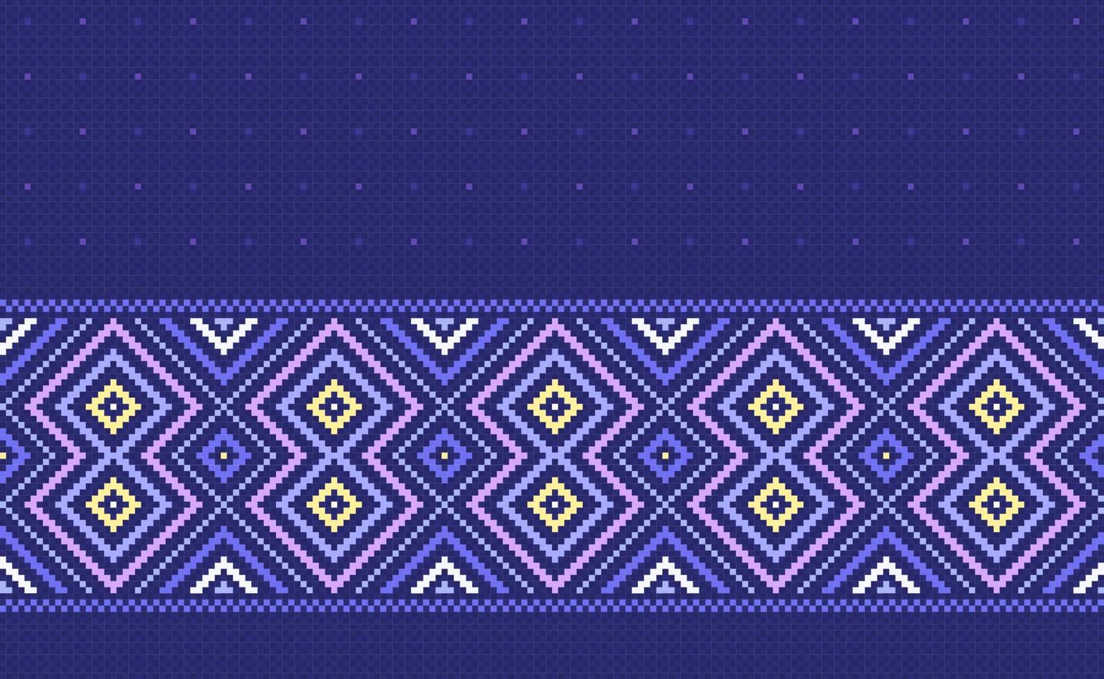 patrón étnico geométrico, estilo étnico de concepto de píxel vectorial, ilustración de geometría de patrón rosa y púrpura vector
