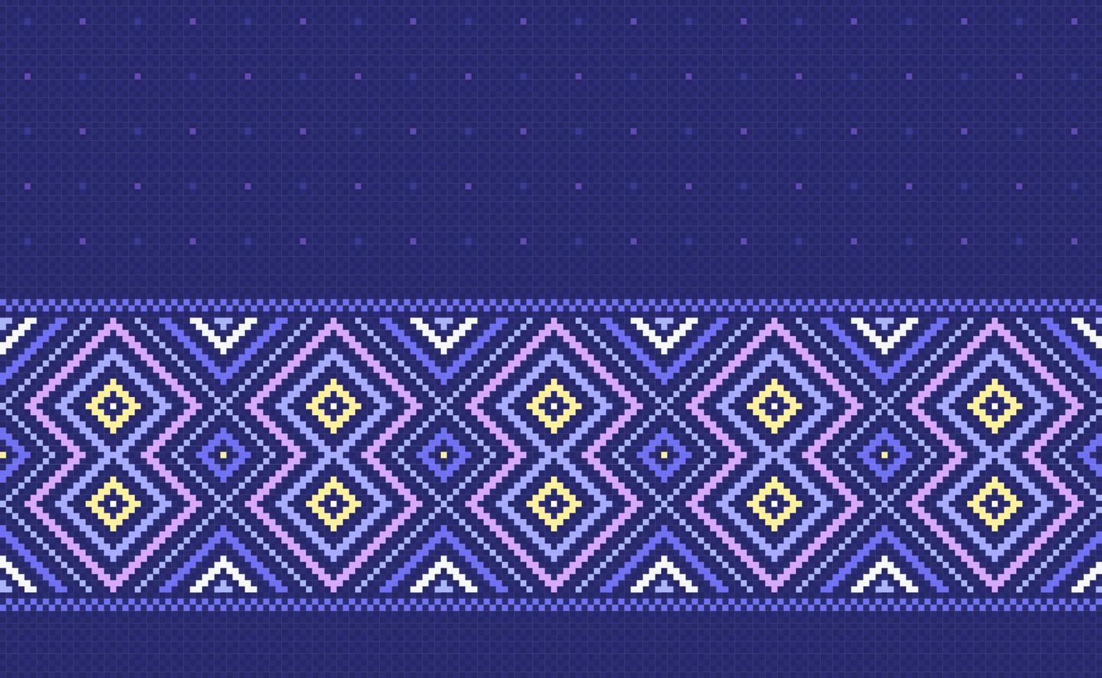 Geometric ethnic pattern, Vector pixel concept ethnic style, Pink and purple pattern geometry illustration