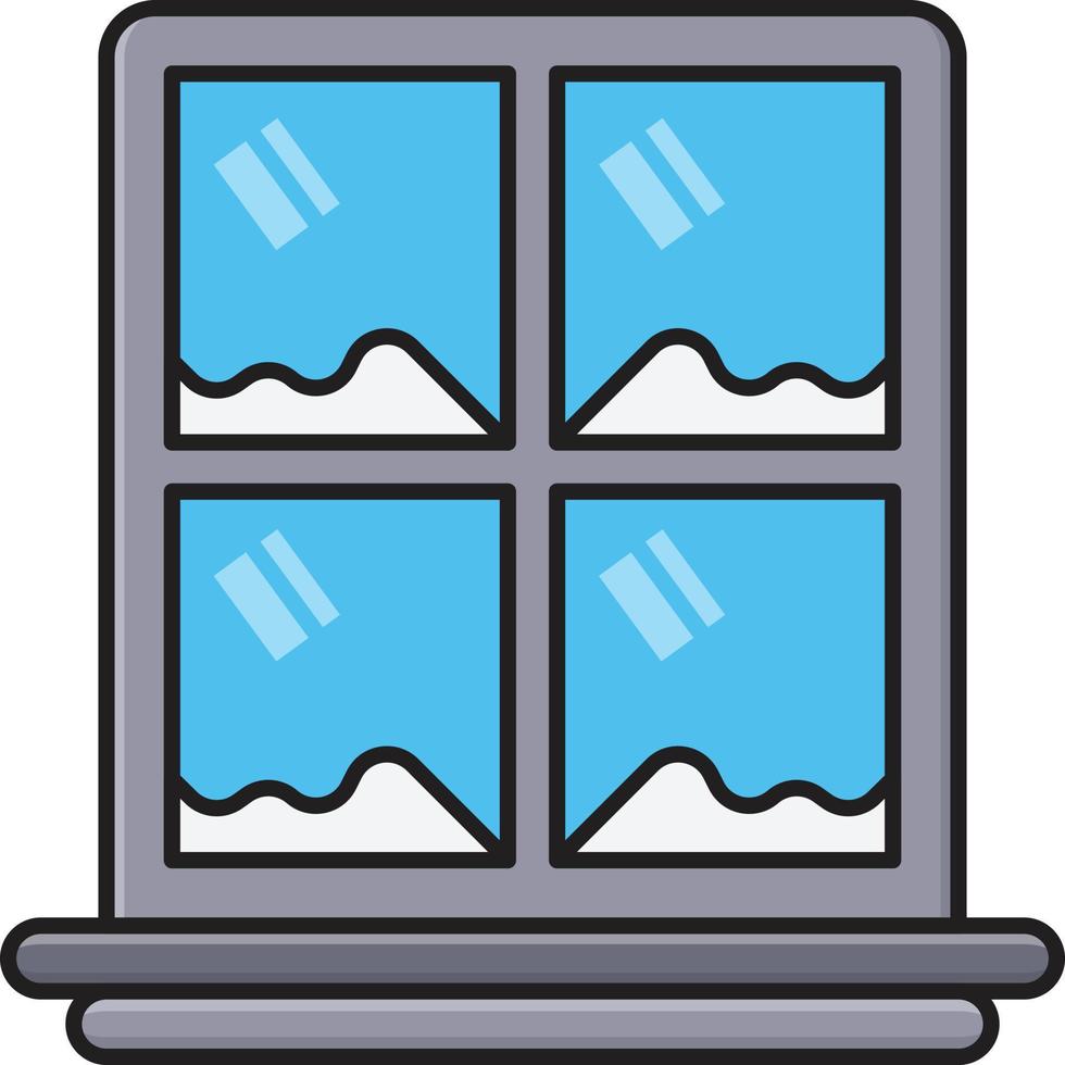 ilustración de vector de ventana nevando en un fondo. símbolos de calidad premium. iconos vectoriales para concepto y diseño gráfico.