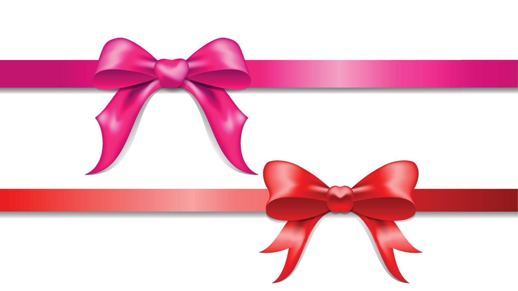 red and pink colors bow and ribbon vector illustration, no raster.