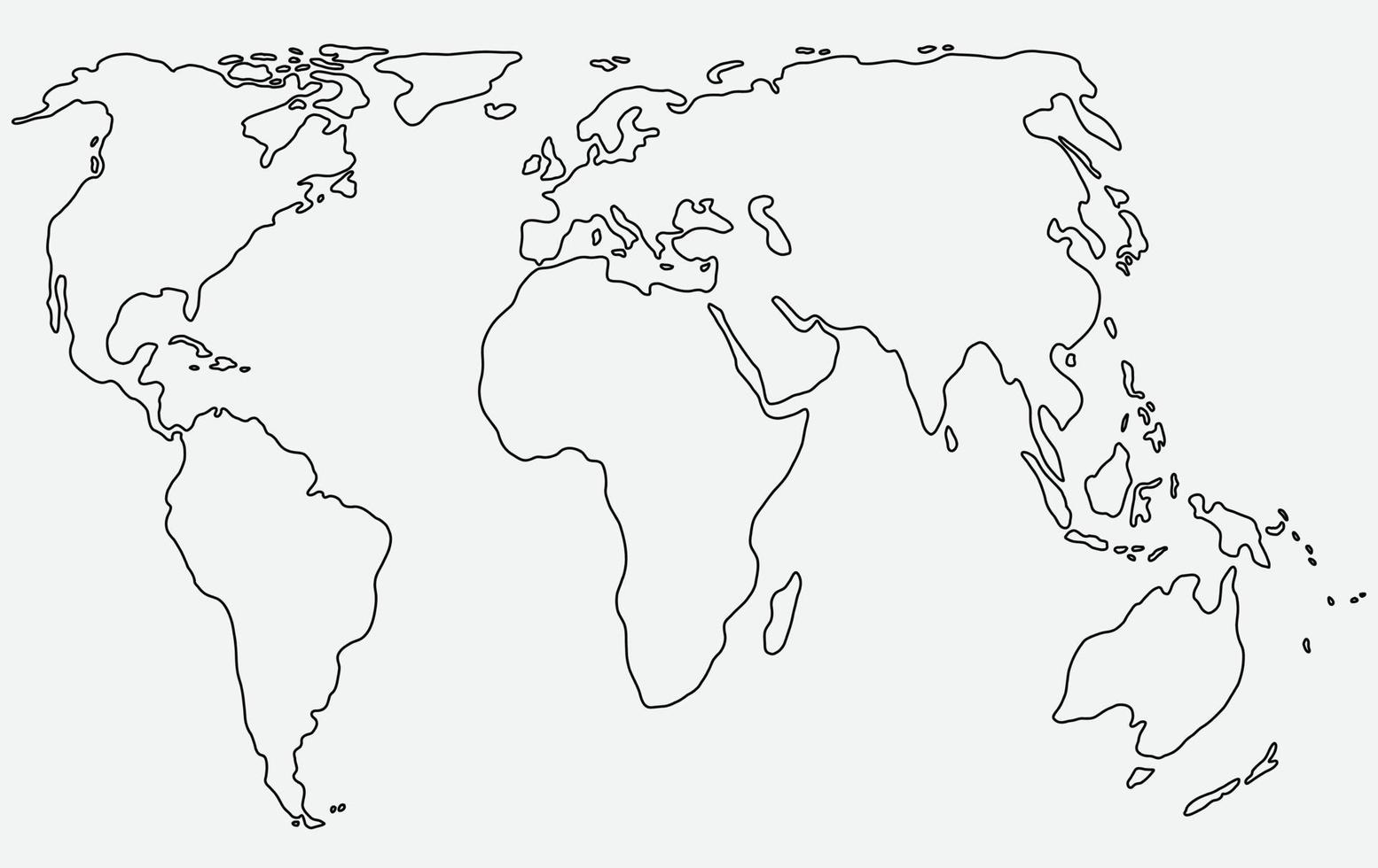 Freehand world map sketch on white background. vector