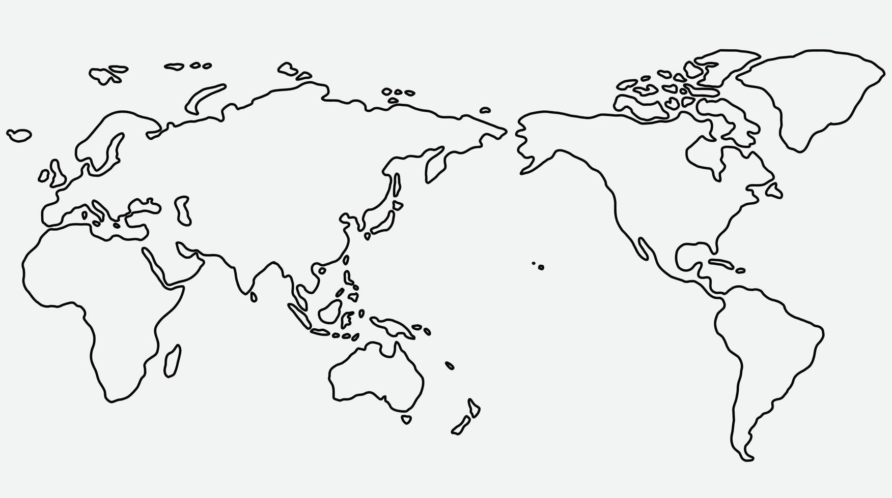 Bosquejo del mapa del mundo a mano alzada sobre fondo blanco. vector