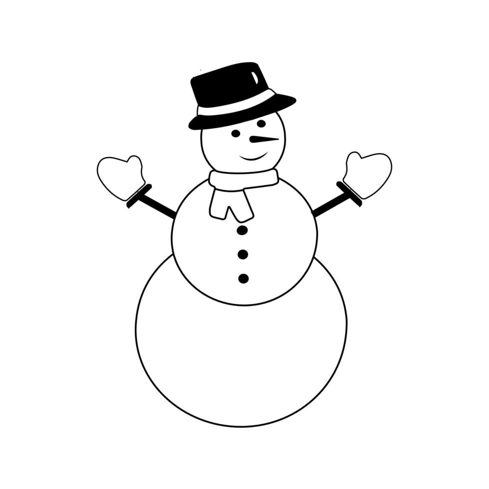 Snowman icon flat style. Vector eps10. Snowman with hat and scarf. Vector illustration. New year concept.