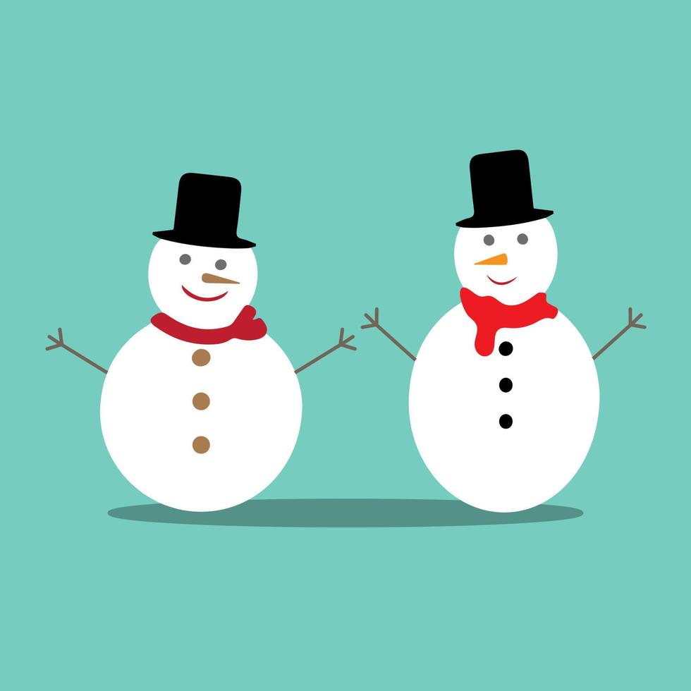 Snowman icon flat style. Vector eps10. Snowman with hat and scarf. Vector illustration. New year concept.