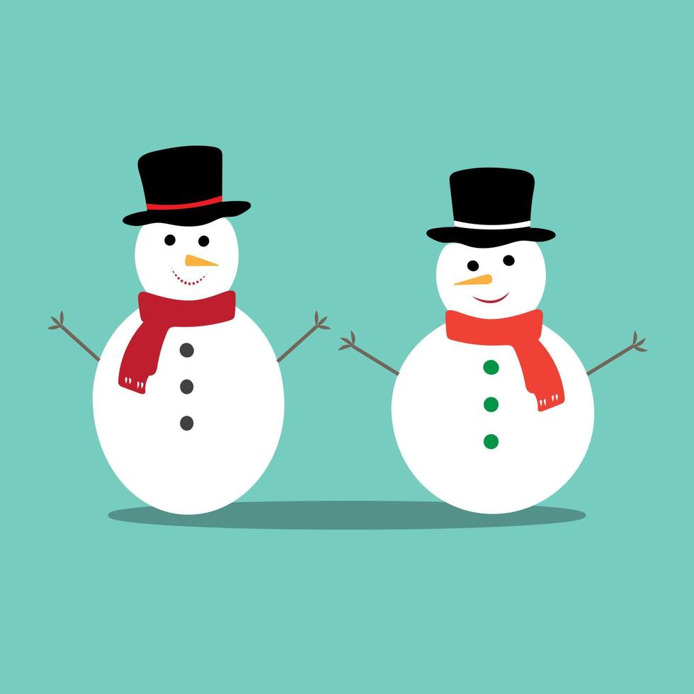 Snowman icon flat style. Vector eps10. Snowman with hat and scarf. Vector illustration. New year concept.