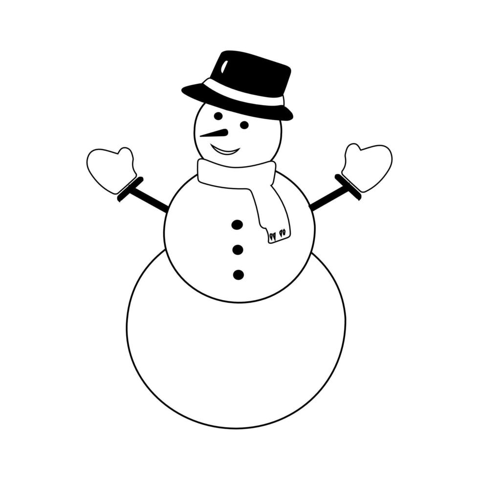 Snowman icon flat style. Vector eps10. Snowman with hat and scarf. Vector illustration. New year concept.