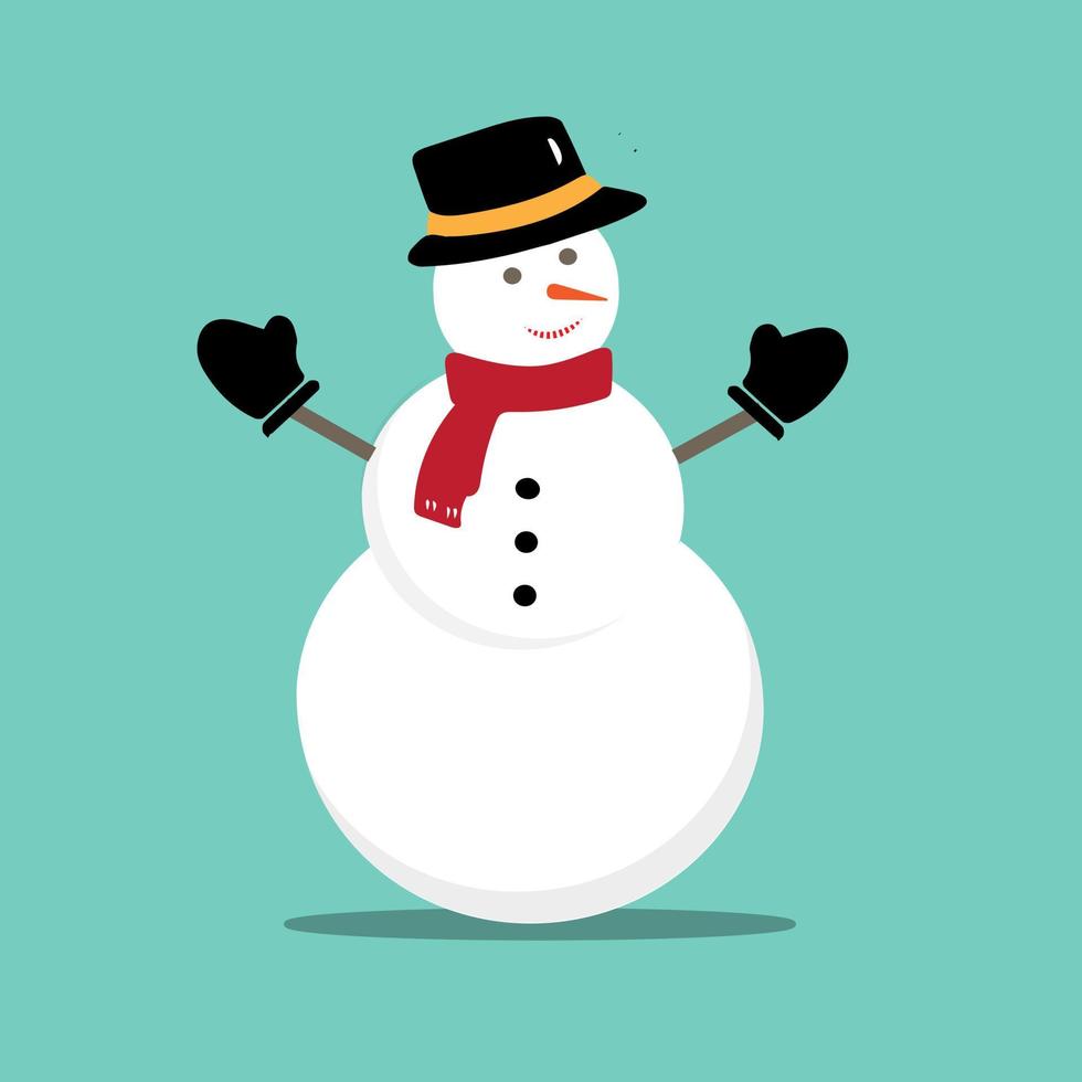 Snowman icon flat style. Vector eps10. Snowman with hat and scarf. Vector illustration. New year concept.